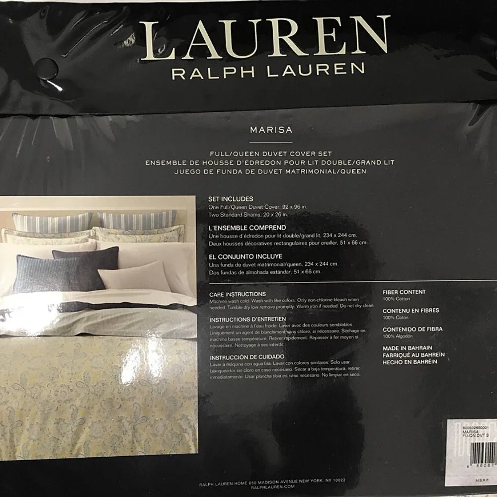 NEW $270 Ralph Lauren Marisa Duvet Set!  Queen  Paisley Floral  Cover & 2 Shams